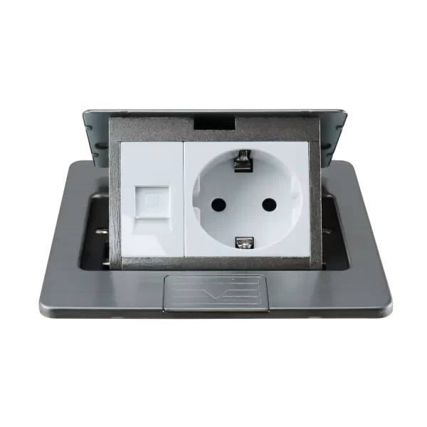 Toma de piso POPUP Data RJ45 Cat. 6 + Schuko